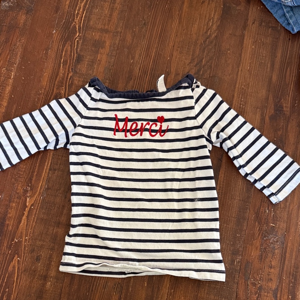 Janie and Jack Merci Striped Navy and White Kids Shirt